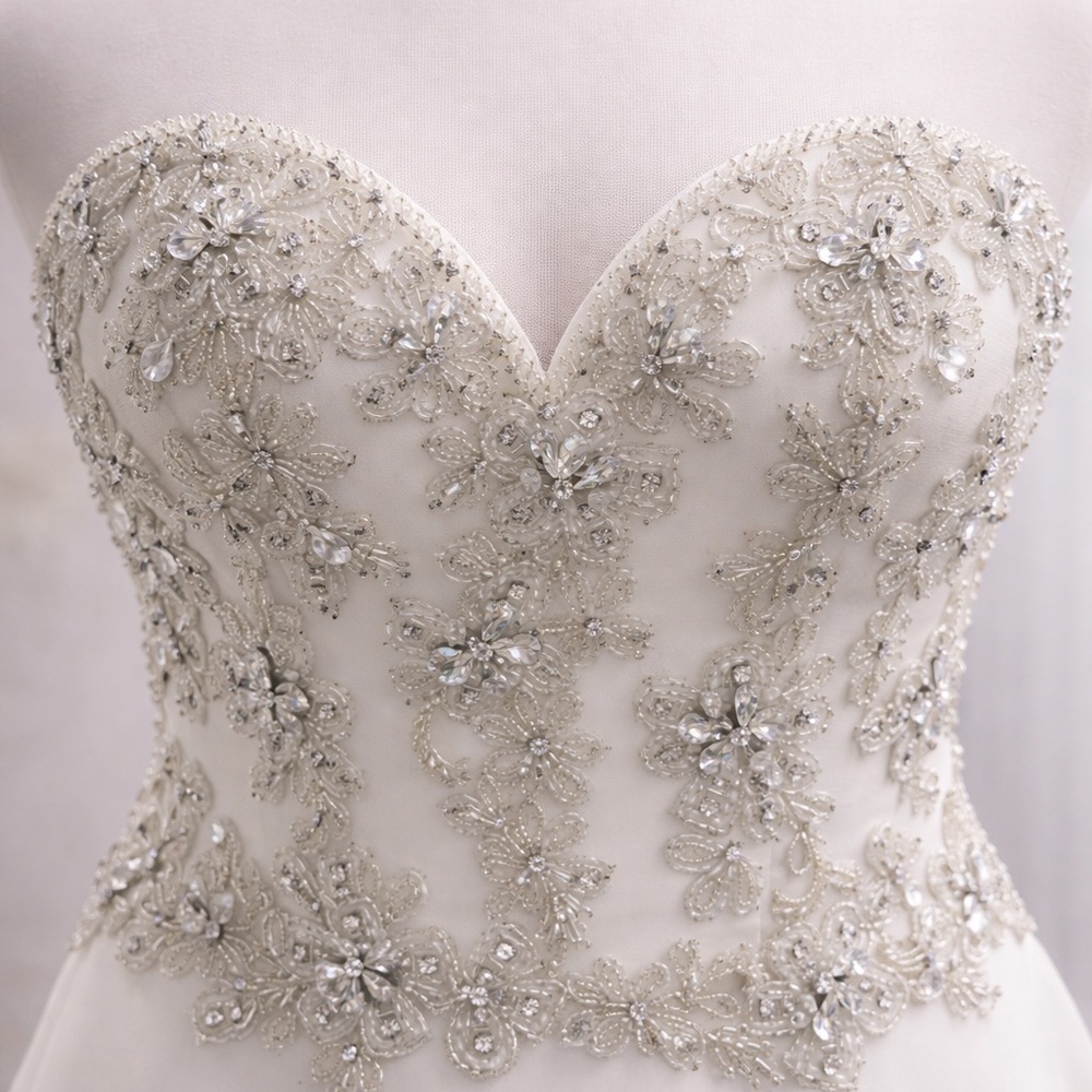 CLEARANCE -Christina Wu Wedding Dress - Size 6 – Strapless Beaded Bodice – NWT - Picture 2 of 16